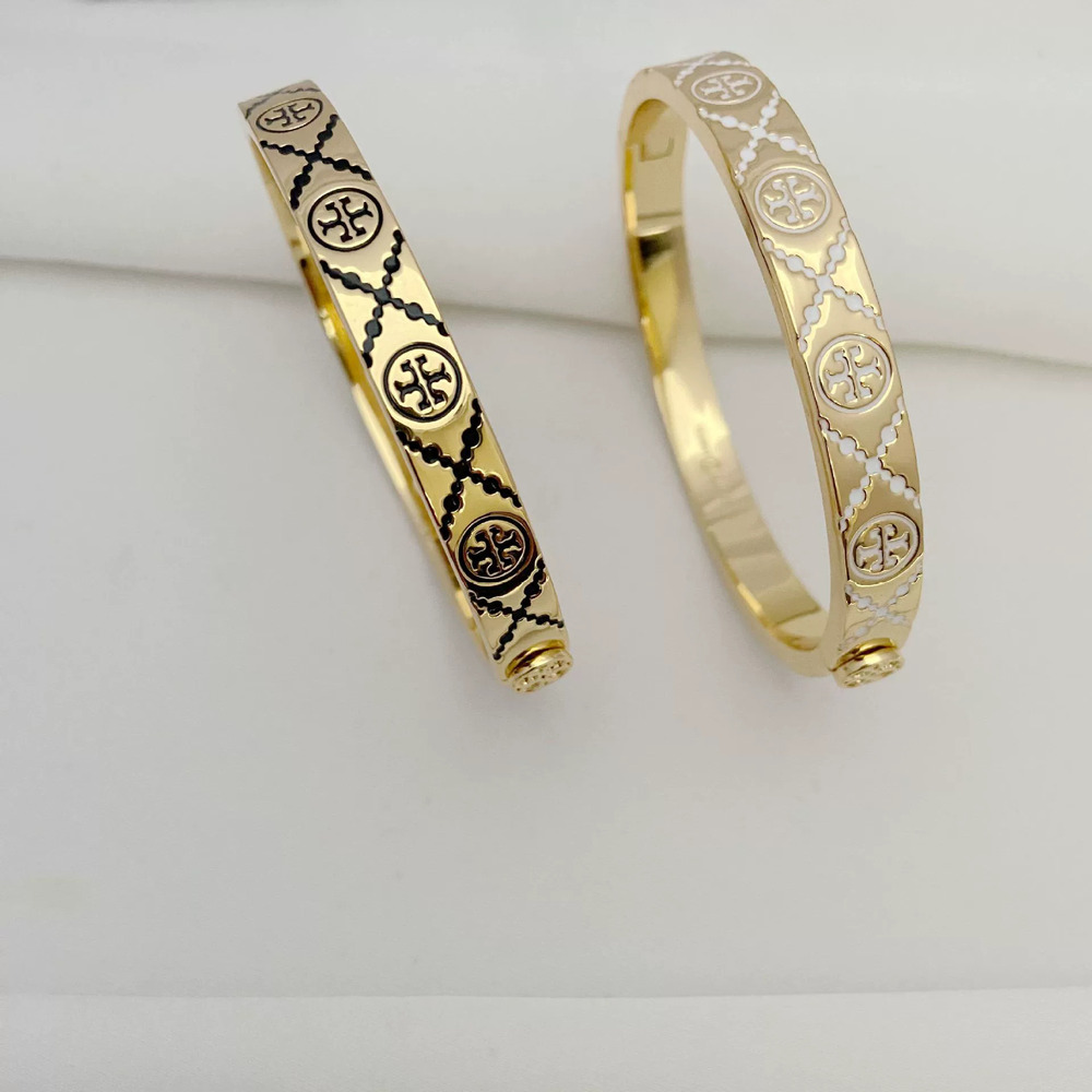 Tory Burch Enamel Inlay Open Cuff Bracelet for